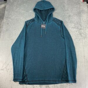 Buckle Black BKE Hoodie‎ Mens M Teal Blithe Thermal Pullover Waffle Knit NWT